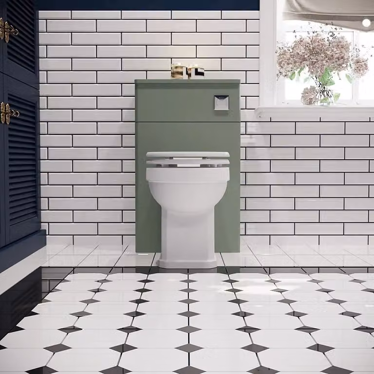 Balterley Modern Matt Green Freestanding Bathroom WC Unit, W/D/H: 50.0 x 25.3 x 81.8 cm