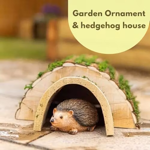 Garden Mile Predator Proof Wooden Hedgehog House and Hibernation Shelter with Bark Roof in Brown – 6
