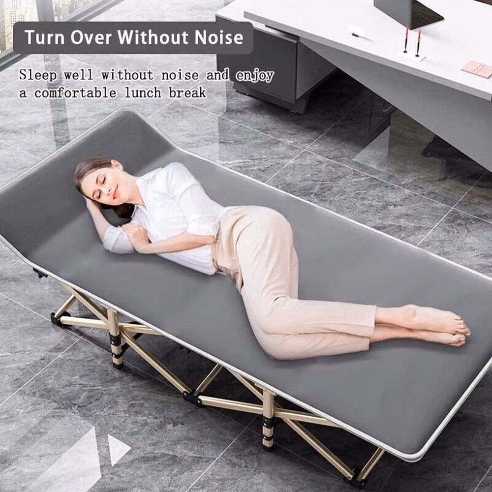 PAWNORA Adults Folding Sleeping Cot Guest Bed in Grey, W/D/H: 176 x 64 x 49 cm – 4