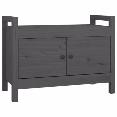 vidaXL Grey Rustic Pine Wood Hall Bench and Shoe Rack, W: 80 cm, D: 40 cm, H: 60 cm