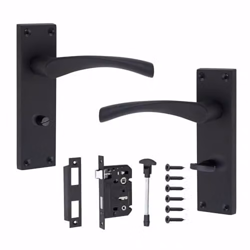 Golden Grace Victorian Astrid Mortise Bathroom Door Handles, Matt Black – 1