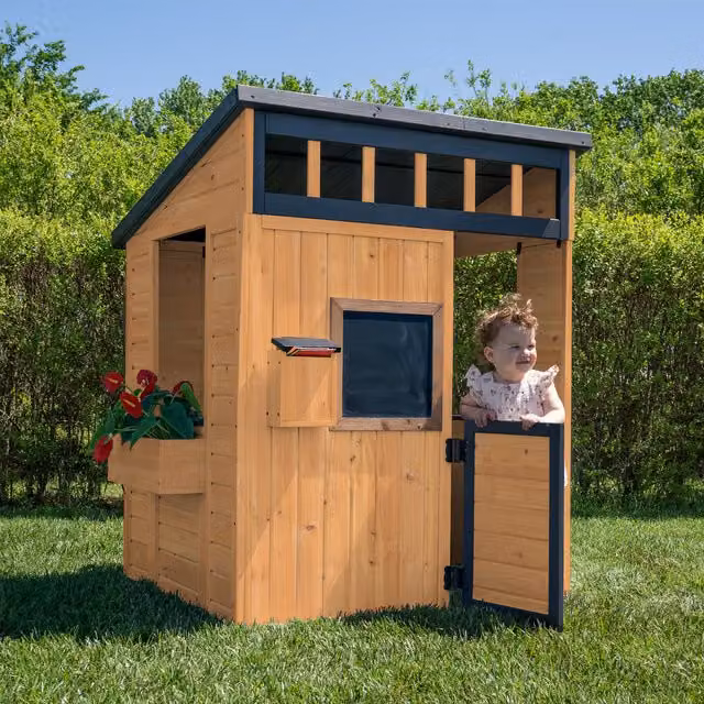 Backyard Discovery Caraway Cottage Wood Playhouse in Brown and White