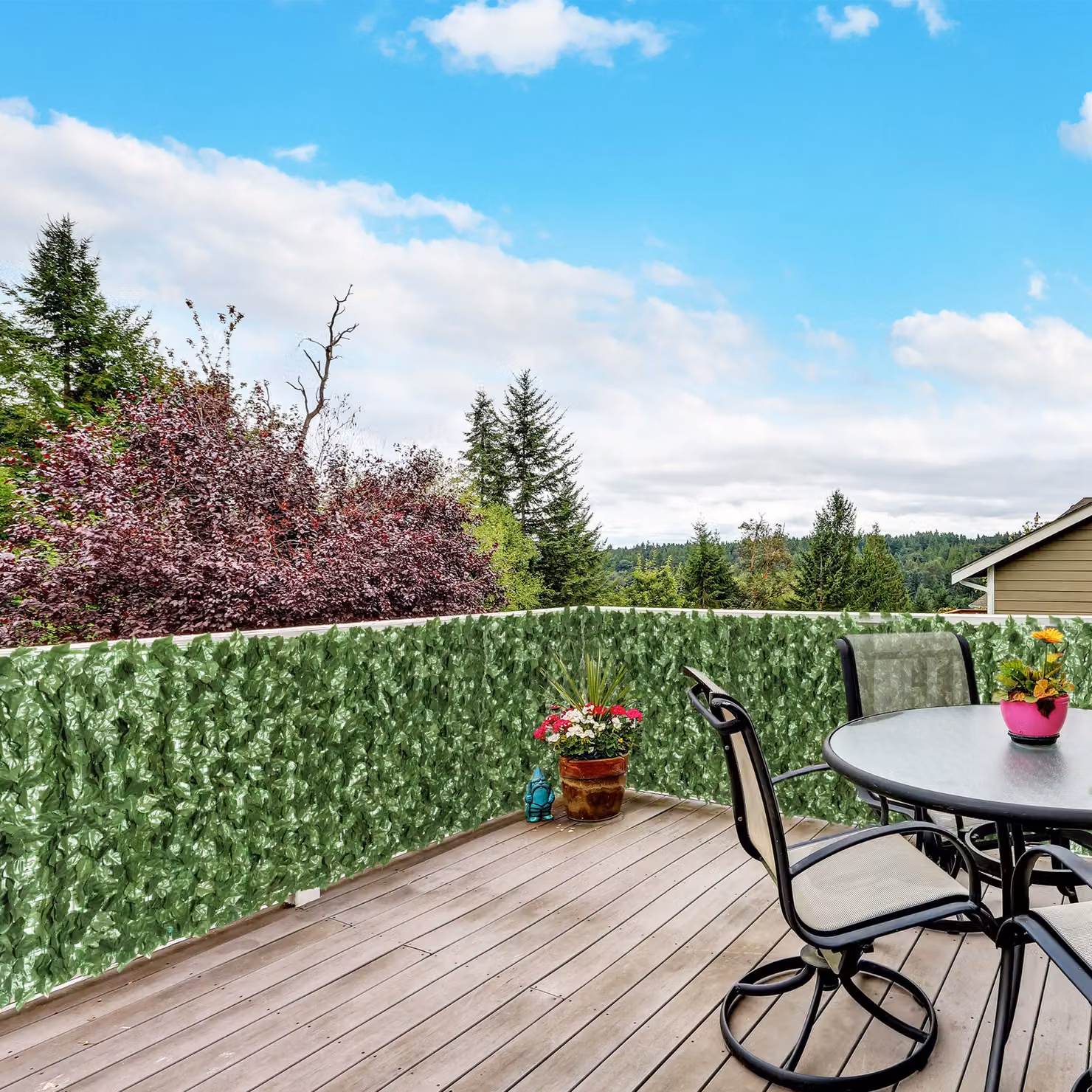 Outsunny 4-Piece Artificial Leaf Hedge Privacy Fence Screen, Green, H 240 cm x W 100 cm – 2