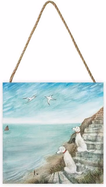 Joe Ramm Calm Nautical Animal Wooden Wall Plaque in Light Blue, W/D/H: 20 x 20 x 1 cm