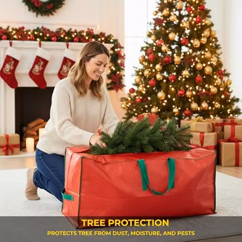 Shatchi Christmas Tree Storage Bag, Red, W/D/H: 68 x 30 x 30.5 cm – 7