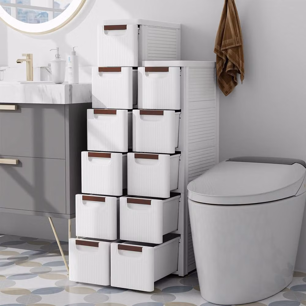 Costway 6 Drawer Tall Storage Cabinet with Castors in White – 2