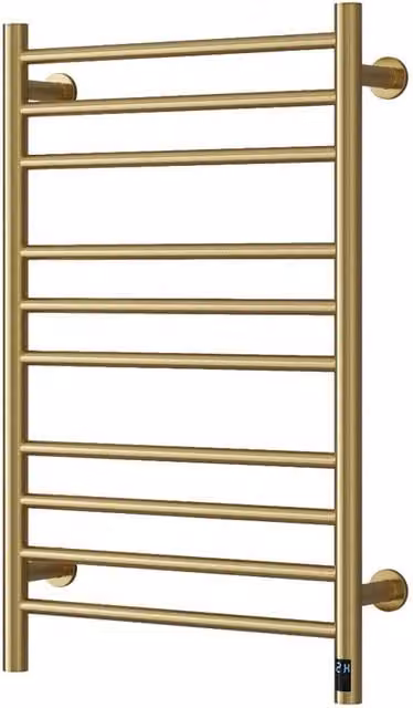 Bathroom Kingdom Arnage Brushed Brass Straight Heated Towel Rail, Gold, H: 80 cm, W: 50 cm