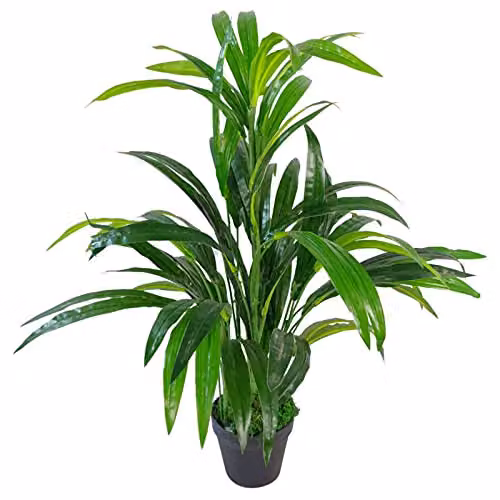 Leaf Design UK Realistic Large Artificial Bamboo Foliage Plant in Green with Pot, Height: 65 cm