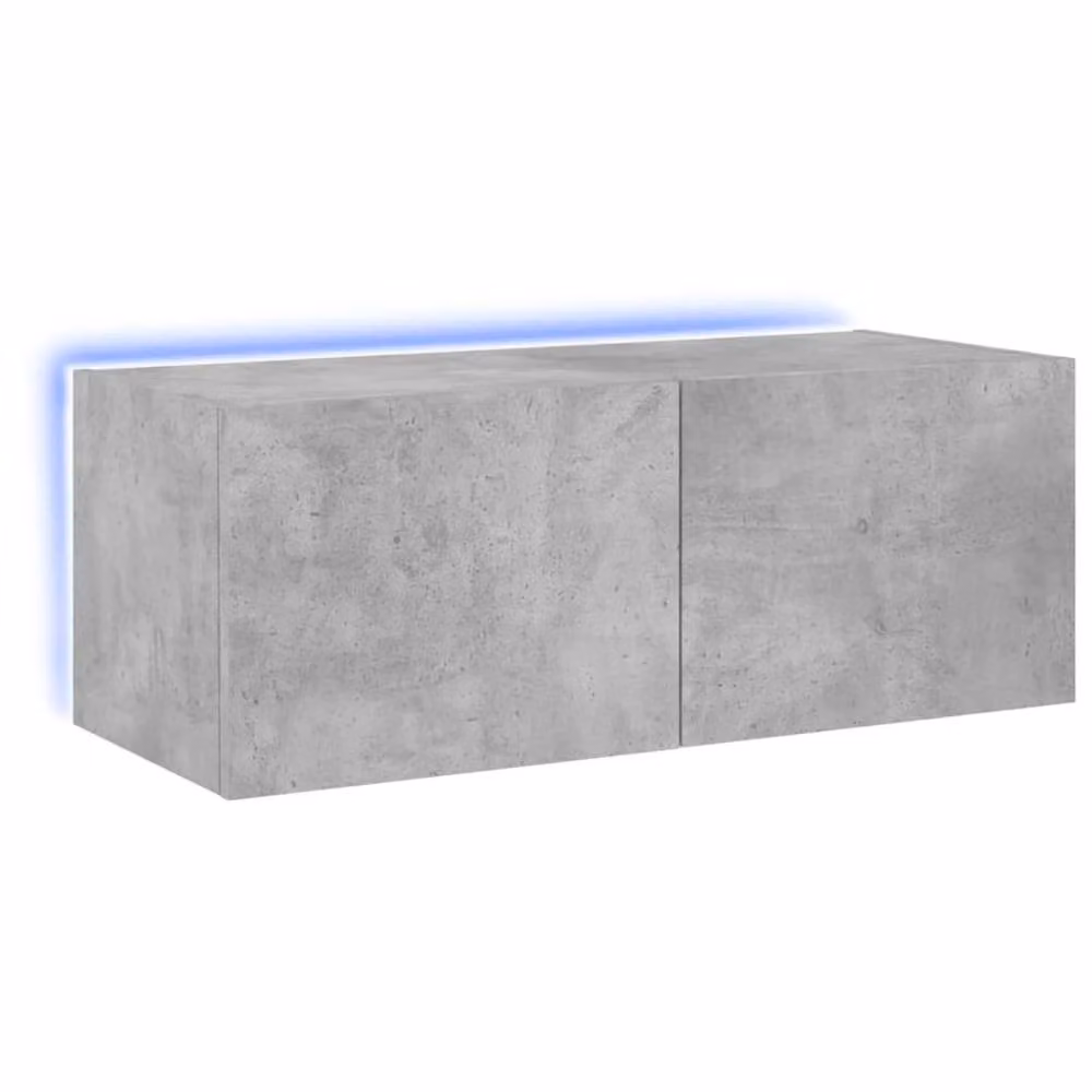 Berkfield Home Modern TV Wall Cabinet with LED Lights in Concrete Grey, W/D/H: 80 x 35 x 31 cm – 3