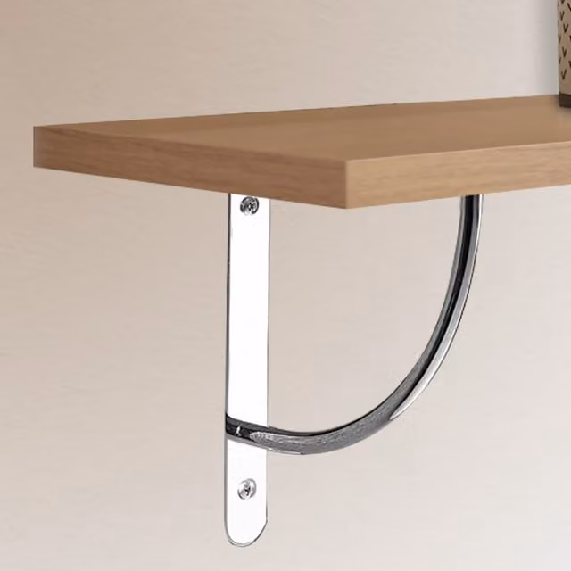RBUK Set of 4 Chrome Cove Metal Shelf Brackets, W/D/H: 18 x 18 x 18 cm