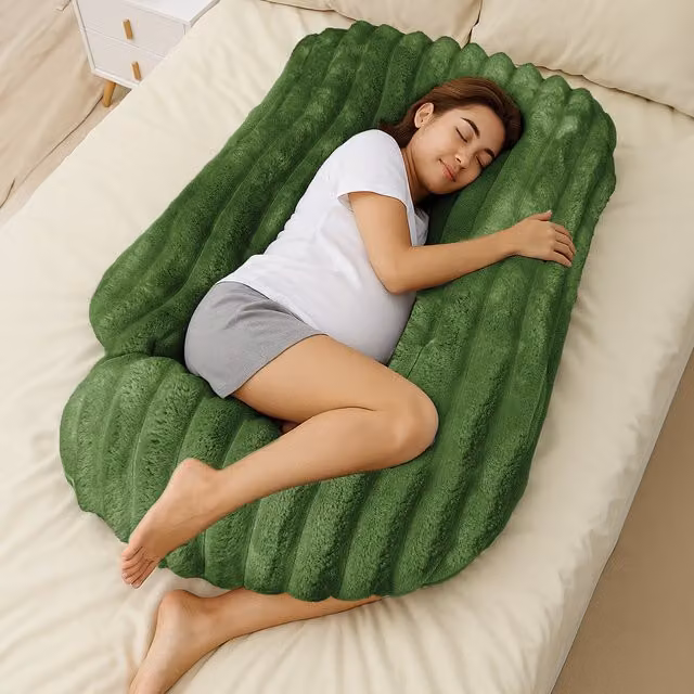 Velosso Plush Supersoft Jumbo Cord Ribbed Body Maternity Pillow - Green