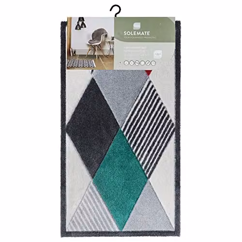 JVL SOLEMATE Hand Carved Gem Doormat, Grey and Multicolour, W: 57 cm, D: 100 cm, H: 1 cm – 2