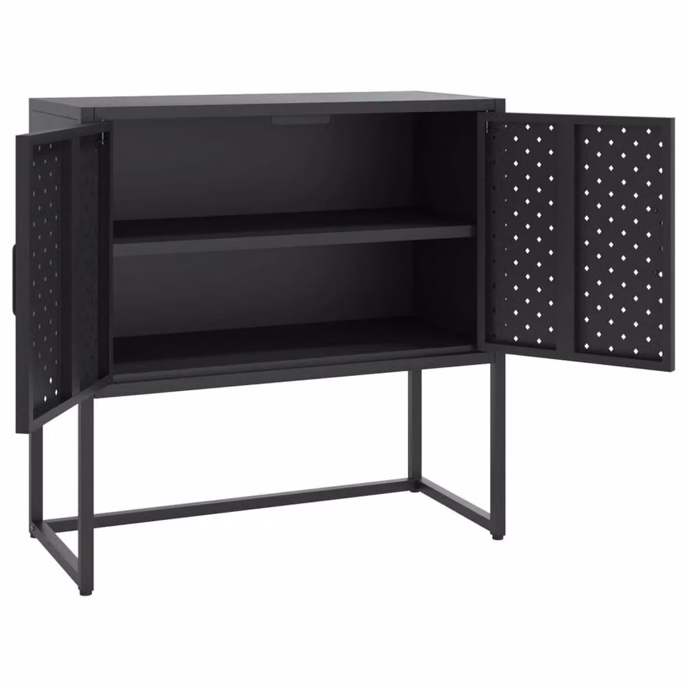 Berkfield Home Matt Black Metal Sideboard W/D/H: 75 x 35 x 75 cm – 3