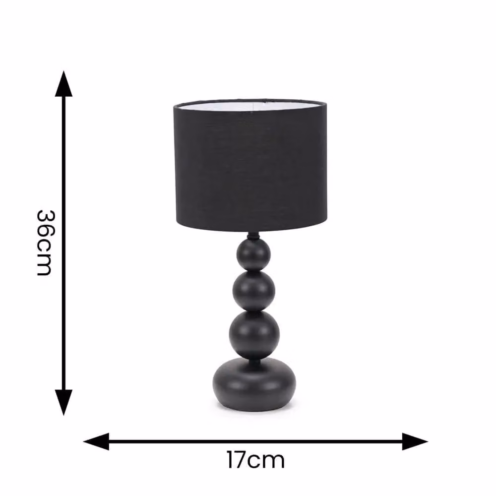 ValueLights Marissa Stacked Ball Table Lamp in Black with LED Bulb – 4