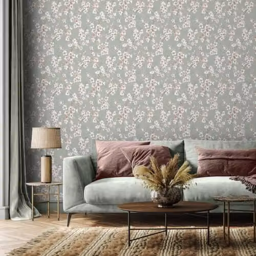 Muriva Melody Floral Botanical Wallpaper in Pink, White and Green – 2