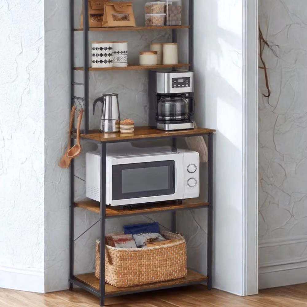 Pirlo Plush Industrial 6 Tier Wide Kitchen Storage Rack with Adjustable Shelves, Brown, W/D/H: 167 x 40 x 40 cm – 4