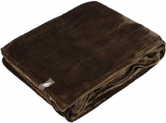 Heat Holders Fluffy Fleece Blanket in Green and Brown, W/D/H: 180 x 200 cm