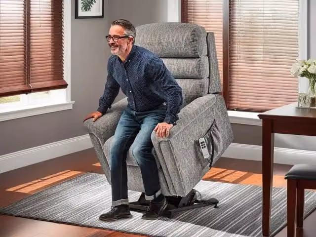 Sherborne Comfi-Sit Small Powered Lift Assist Riser Recliner Chair in Grey Fabric or Leather