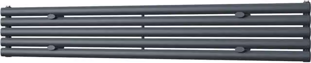 UK Radiators Omeara Axis Anthracite Elliptical Tube Horizontal Designer Radiator, W: 180 cm, H: 29 cm, D: 29 cm