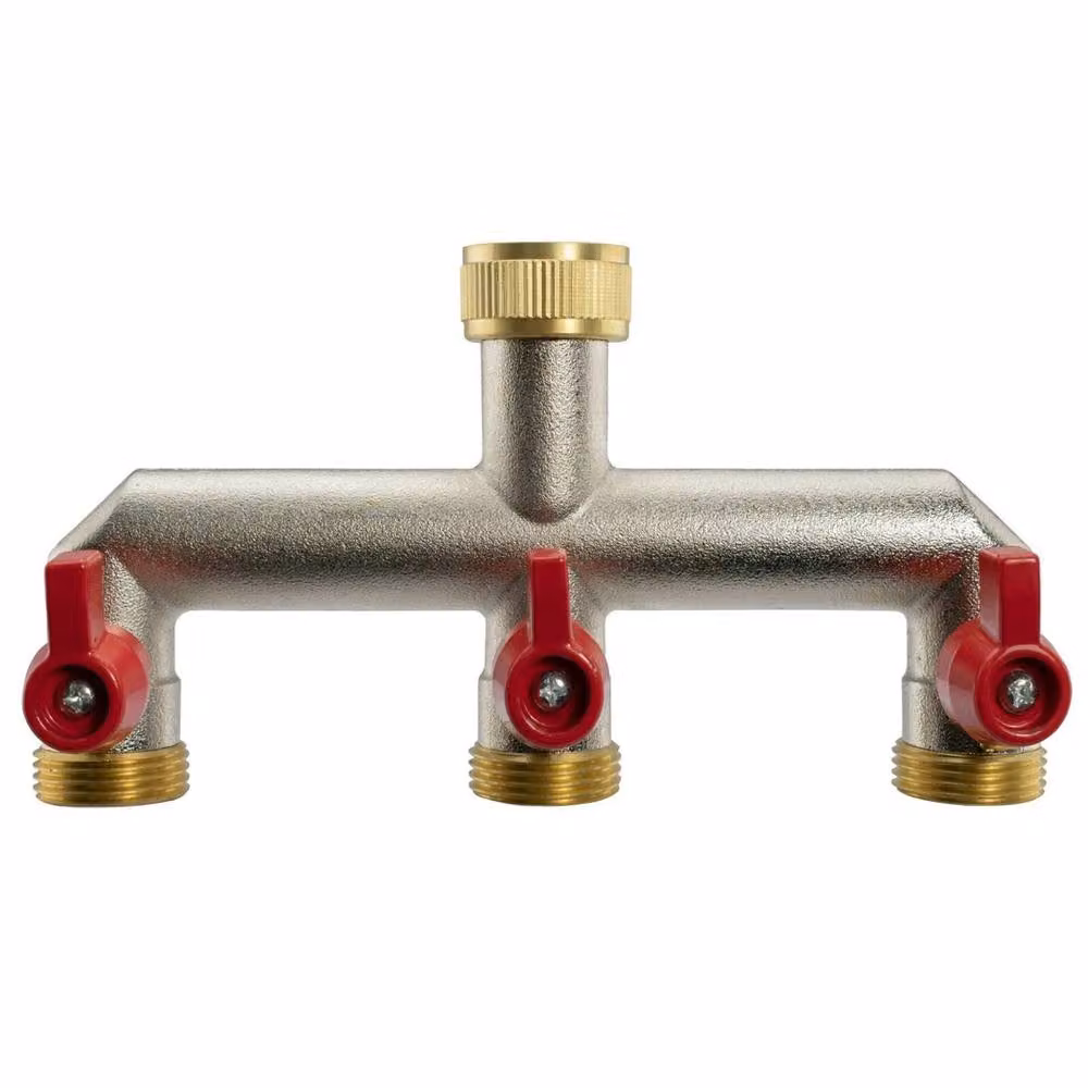FLAVORA Brass 3 Way Splitter Hose T-Piece in Gold, 100g – 3