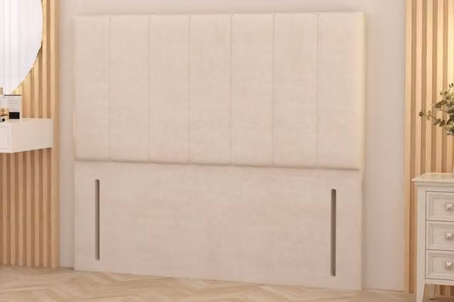Somnior Austin Super King Upholstered Divan Headboard in Ivory Plush Velvet