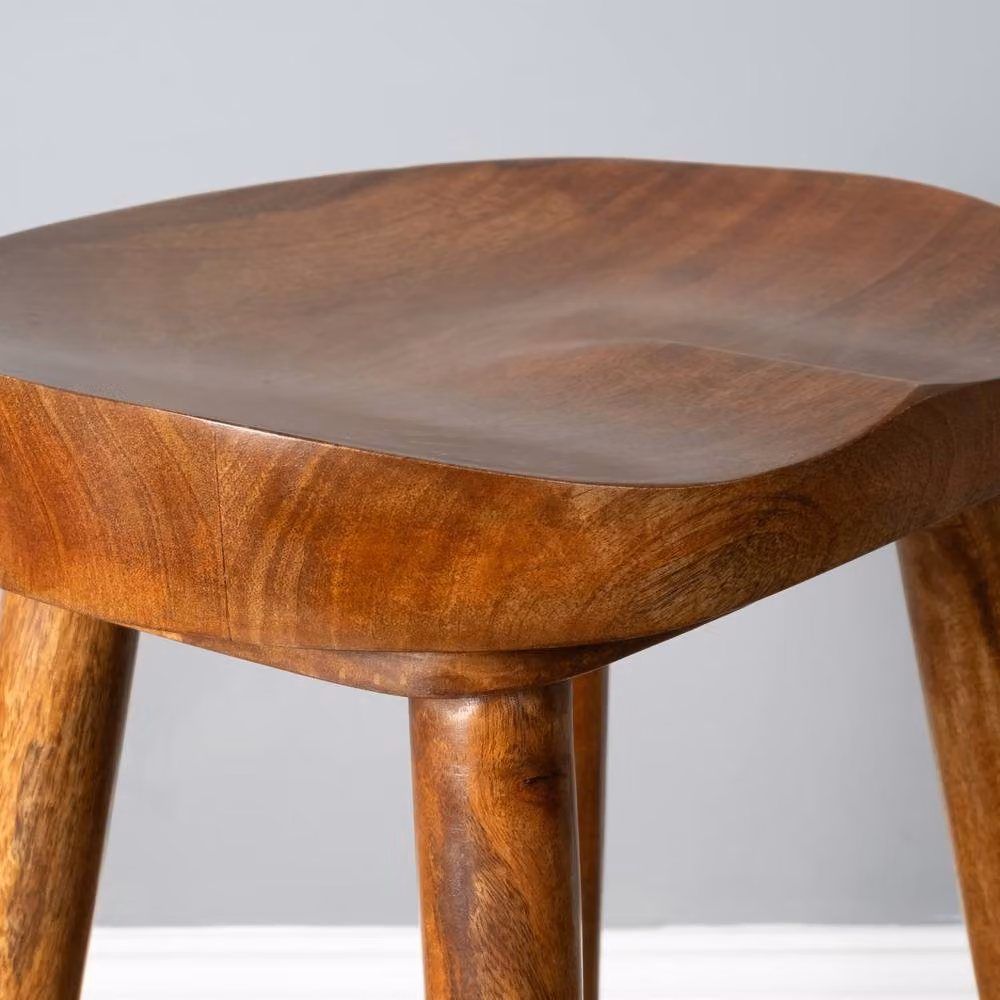 Elm Home And Garden Solid Mango Wood Kitchen Bar Stool in Dark Brown Finish, H: 70 cm, W: 40 cm, D: 34 cm – 3