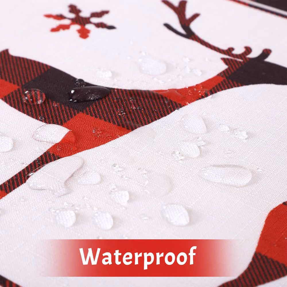 London Boutique Round Water-Resistant Polyester Christmas Tablecloth with Deer Design in White, Diameter: 152.4 cm – 6