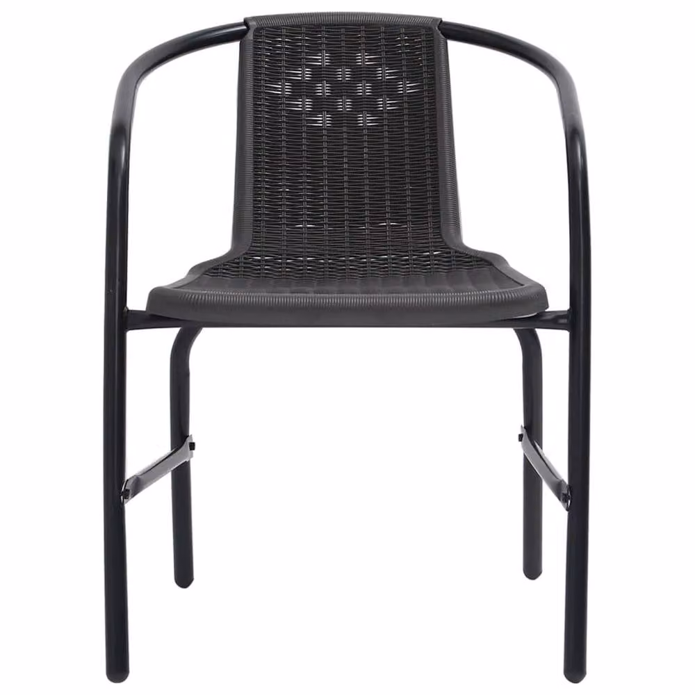 Berkfield Home Set of 2 Grey Plastic Rattan and Steel Garden Chairs – 3