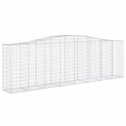 vidaXL Arched Gabion Baskets, 2 Pieces, Silver Galvanised Steel, W/D/H: 400 x 50 x 120/140 cm