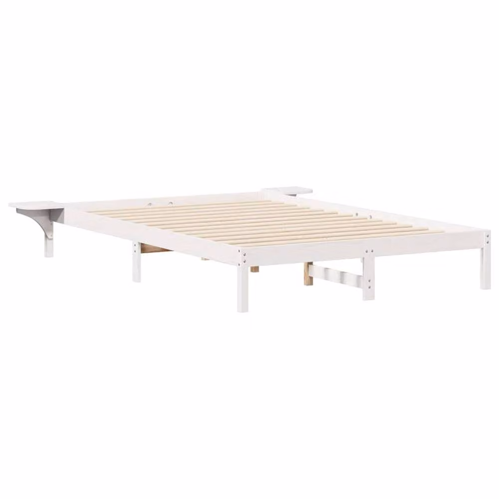 Berkfield Home Modern White Solid Pine Wood Bed Frame with Side Compartments W: 160 cm, D: 200 cm, H: 220 cm – 2