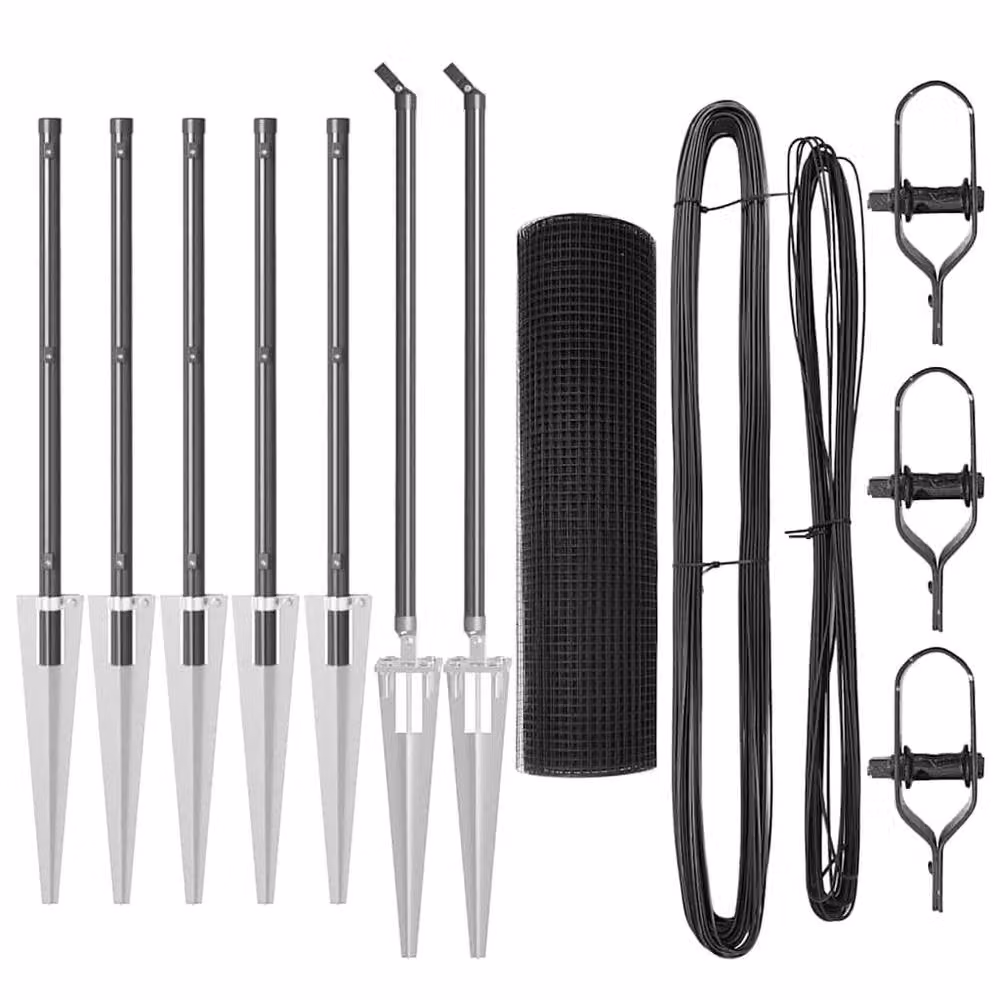 Berkfield Home Grey Steel Welded Wire Fence with 7 Round Spike Posts, W: 0.6 m, L: 10 m – 4