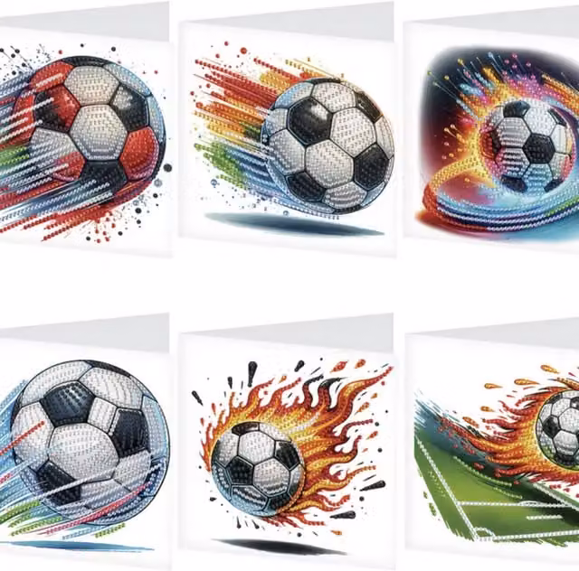 Syntego Pack of 6 Football Diamond Art Cards for Adults, Multicolour and White