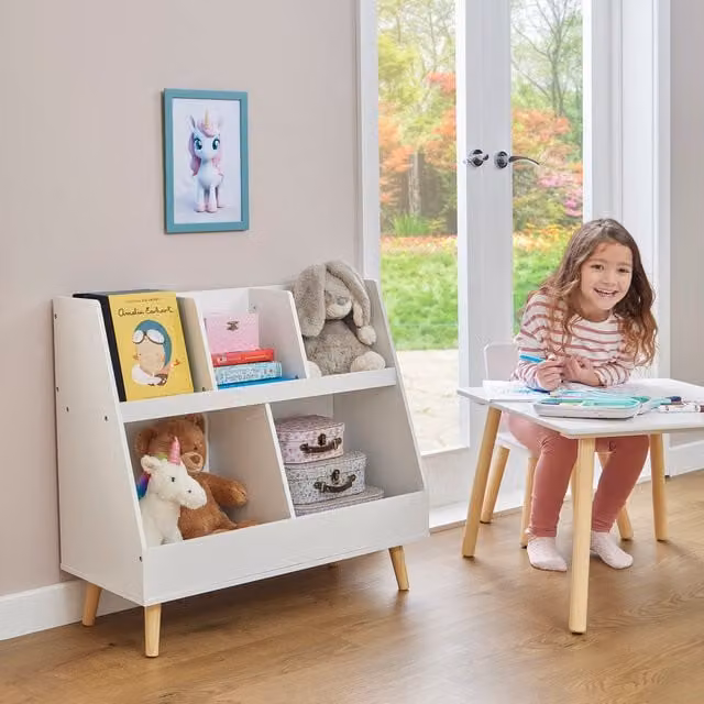 Liberty House Toys White Sloping Wall Mounted Kids Bookcase