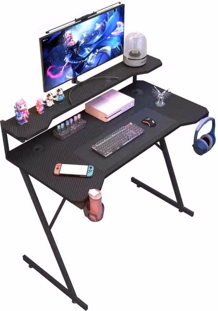 House of Home Black Modern Gaming Desk for Home Office