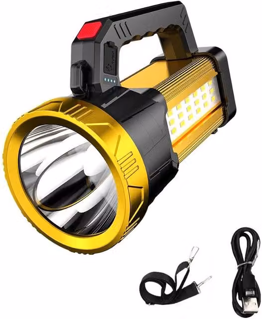 FLAVORA Rechargeable LED Emergency Searchlight Spot Light in Yellow