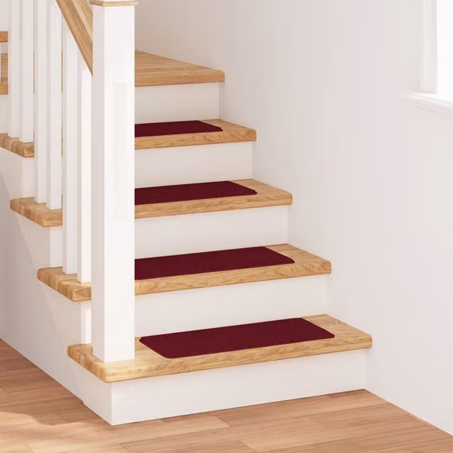 Berkfield Home Stair Mats with Non-Slip Latex Backing in Bordeaux, W: 60 cm, D: 25 cm