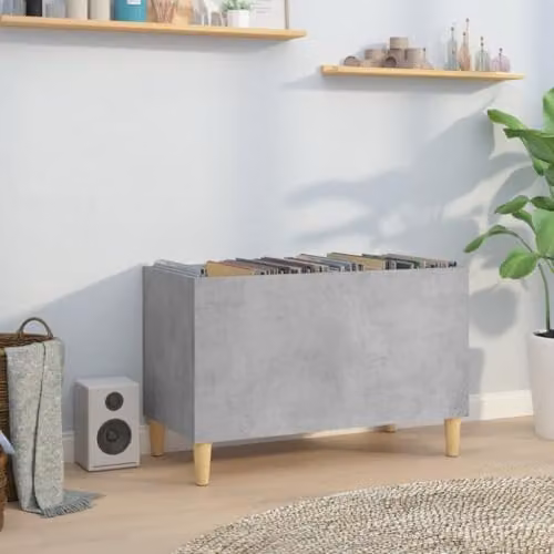 vidaXL Record Cabinet in Concrete Grey, W: 74.5 cm, D: 38 cm, H: 48 cm, Made of MDF – 2