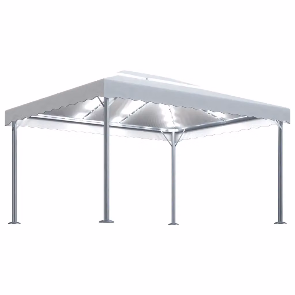 Berkfield Home Aluminium Gazebo with LED String Lights, Beige, W: 400 cm, D: 300 cm – 2