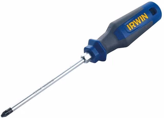 IRWIN Pro Comfort Pozi Tip PZ2 Manual Screwdriver, Black and Blue, Stainless Steel