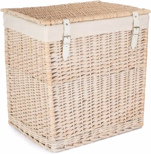 Red Hamper Wicker Laundry Basket with Cotton Lining and Handles, Width: 37 cm
