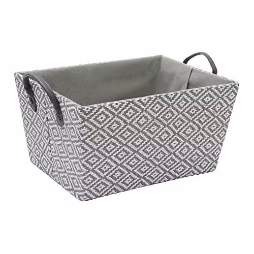JVL Argyle Rectangular Paper Storage Basket in Grey, W/D/H: 28.0 x 20.0 x 38.0 cm