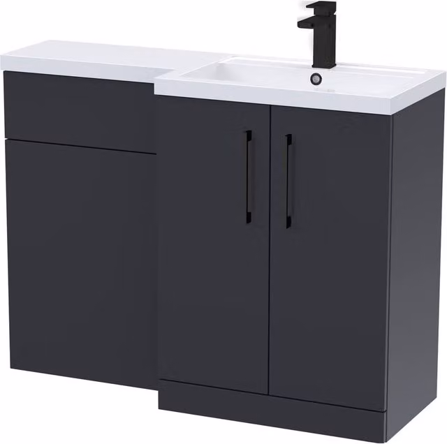 Balterley Modern Right-Hand Vanity and WC Unit Combination in Matt Dark Grey, Width: 110 cm – 1