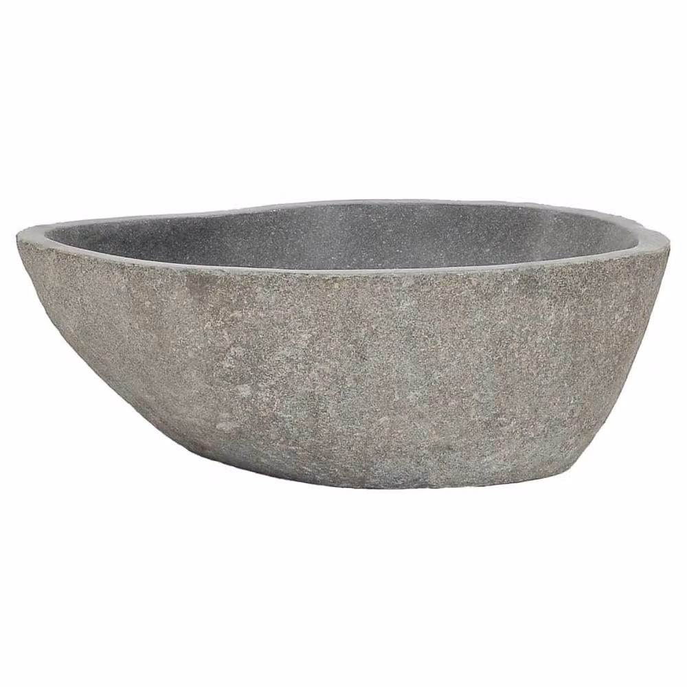 Berkfield Home River Stone Oval Basin in Taupe, Beige and Grey, W: 37-46 cm, D: 29-36 cm – 3