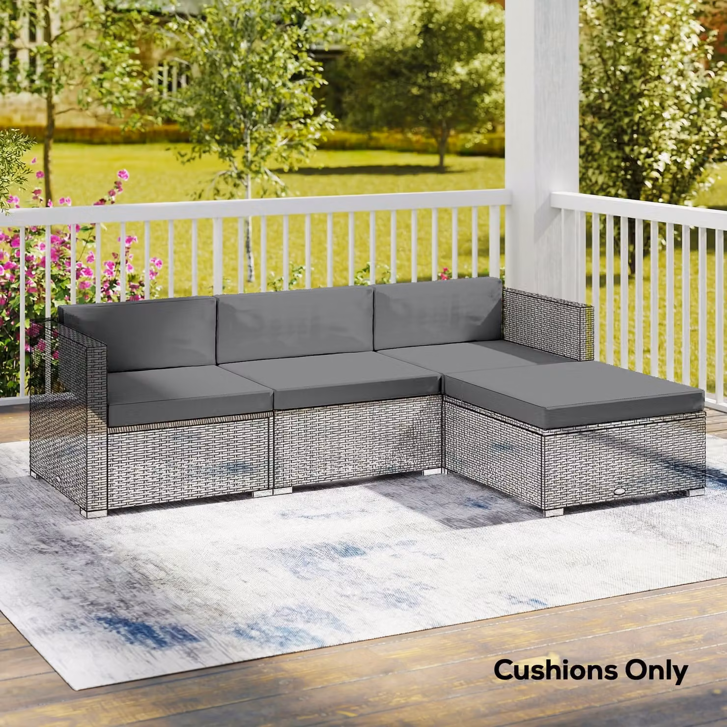 Outsunny 7-Piece Patio Furniture Cushion Set with Removable Covers, Dark Grey, W: 60 cm x D: 60 cm – 7