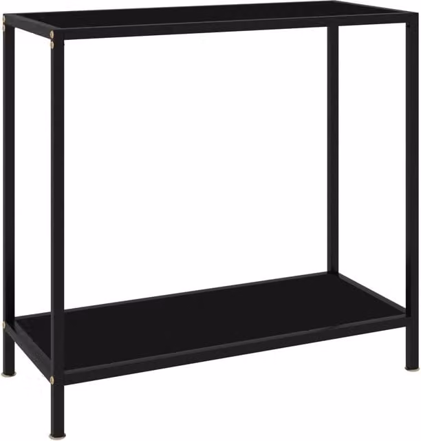 Berkfield Home Modern Black Console Table with Tempered Glass, W/D/H: 80 x 35 x 75 cm
