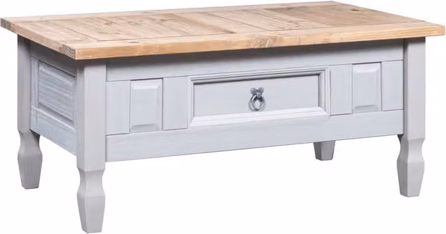 Berkfield Home Corona Range Mexican Pine Coffee Table, Grey, W: 100 cm, D: 55 cm, H: 45 cm