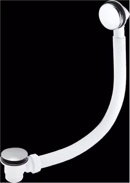 McAlpine Silver Chrome Plated Brass Combined Clicker Bath Waste and Overflow with Centre Pipe for Bathtubs, 1.5 inch – 1