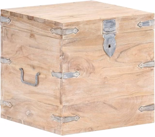 Berkfield Home Rustic Solid Acacia Wood Chest in Brown, W/D/H: 40 x 40 x 40 cm