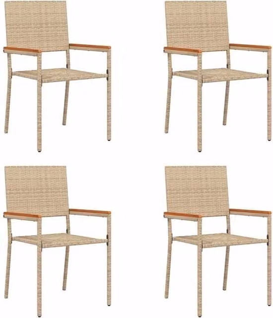 Berkfield Home Set of 4 Modern Outdoor Chairs in Cream, H 90 x W 54 x D 56 cm
