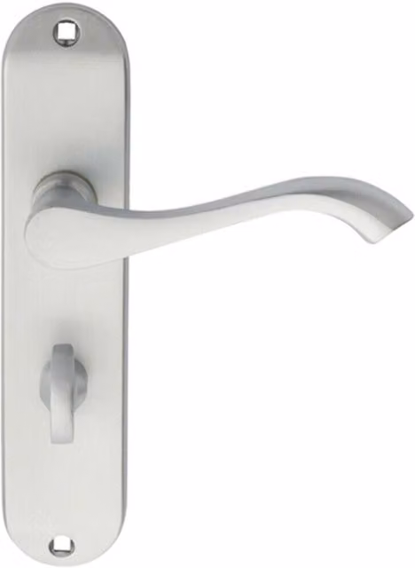 Loops Pair of Curved Handle on Chamfered Bathroom Backplates in Satin Chrome, W: 18.0 cm, H: 5.8 cm